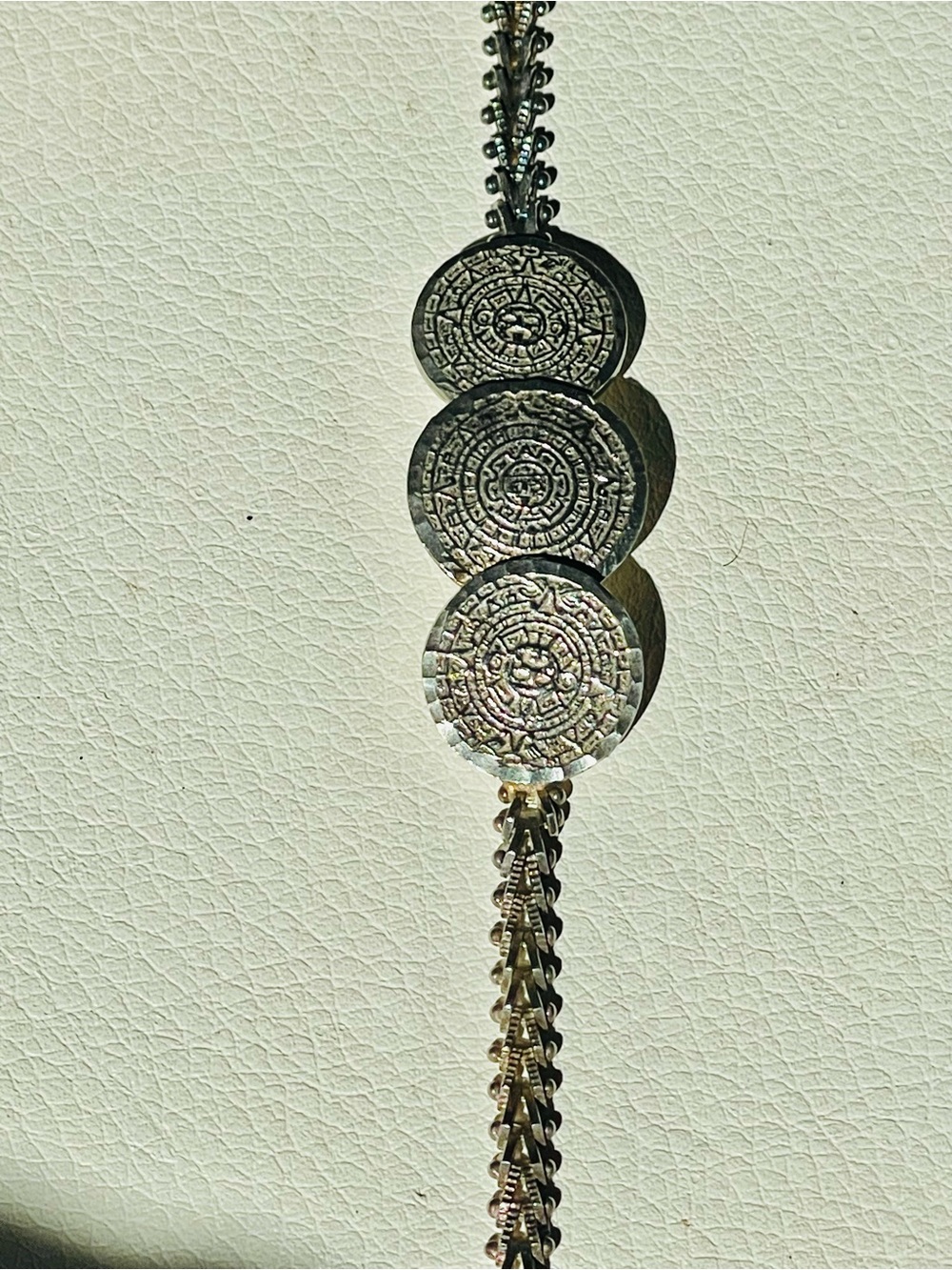 VTG Southwest Sterling Mayan Aztec Calendar Mexico BRACELET 13 G Sz
7.5"